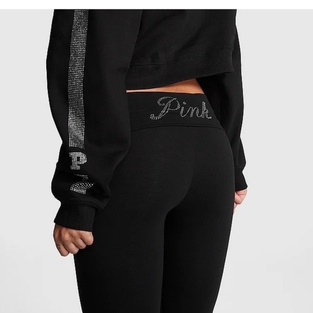 PINK black sweatpants with rhinestones